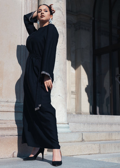 Svart linen abaya