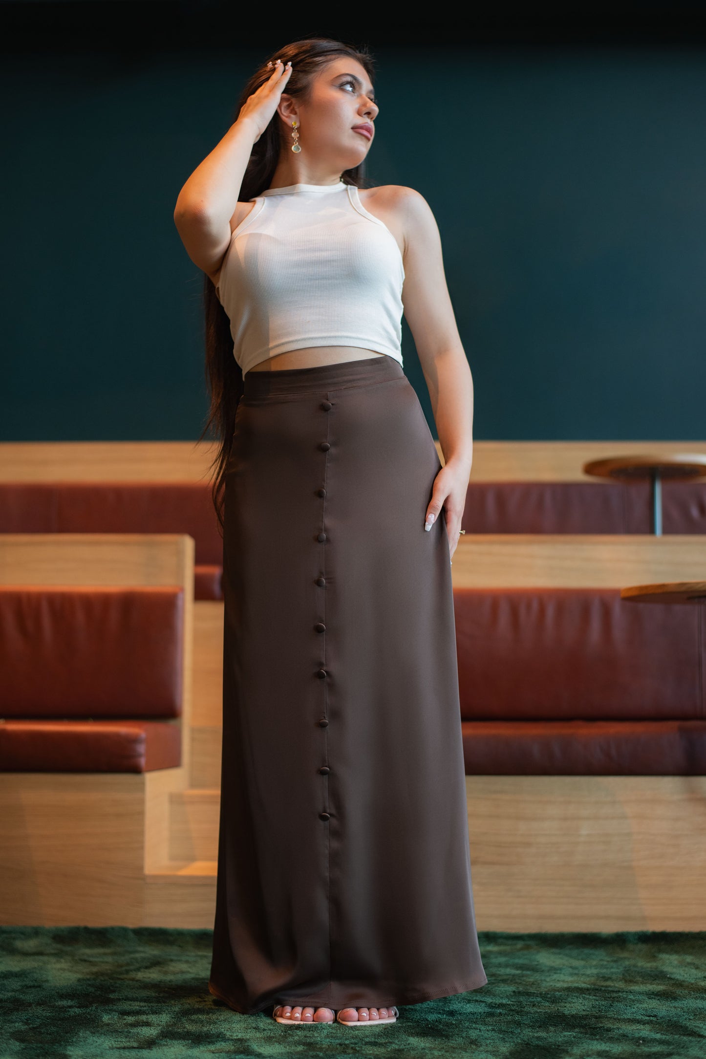 Satin skirt with buttons