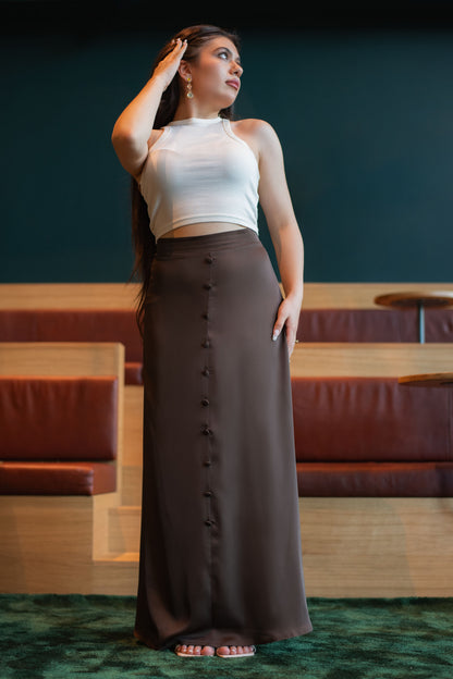 Satin skirt with buttons