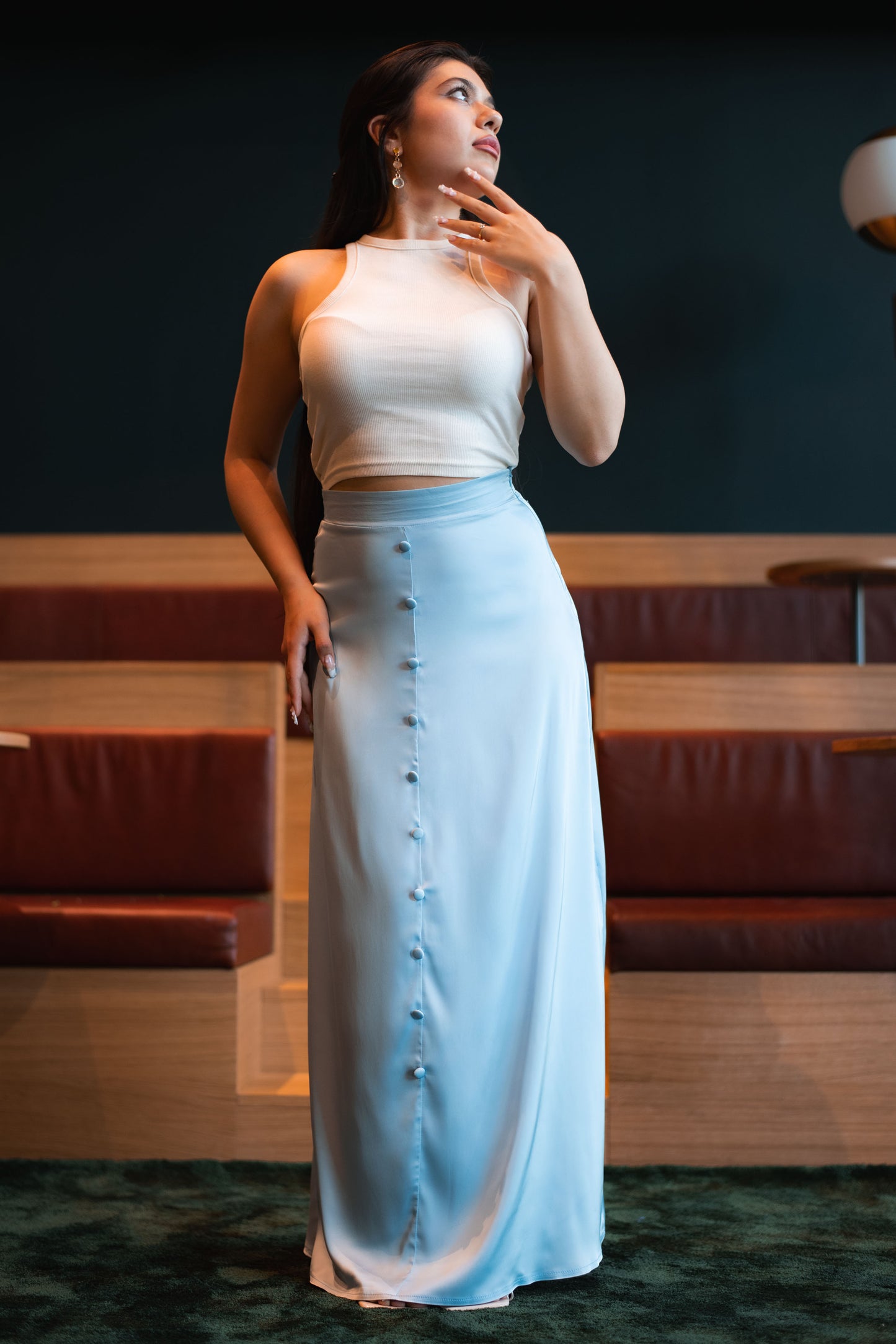 Satin skirt with buttons